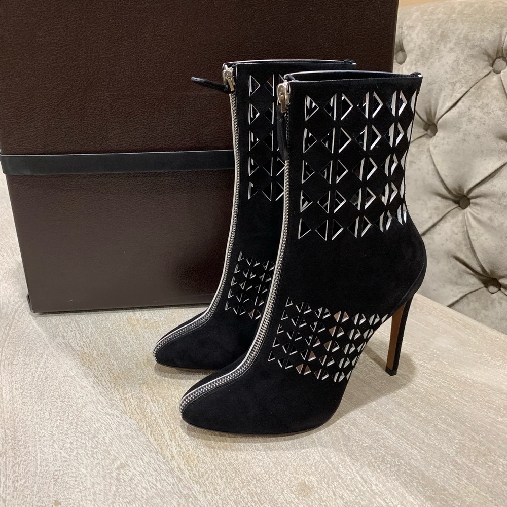 Alaia laser cut detail booties